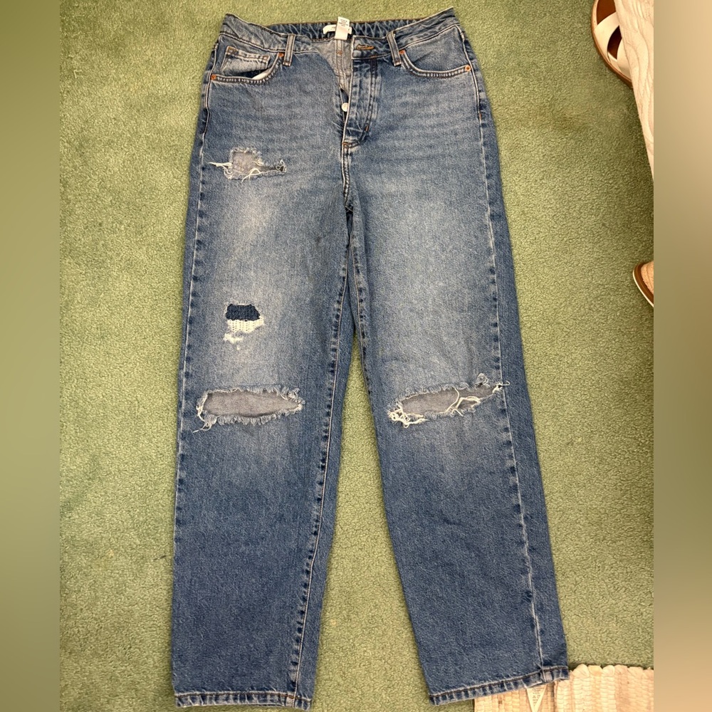 Forever 21 Blue Distressed Boyfriend Jeans